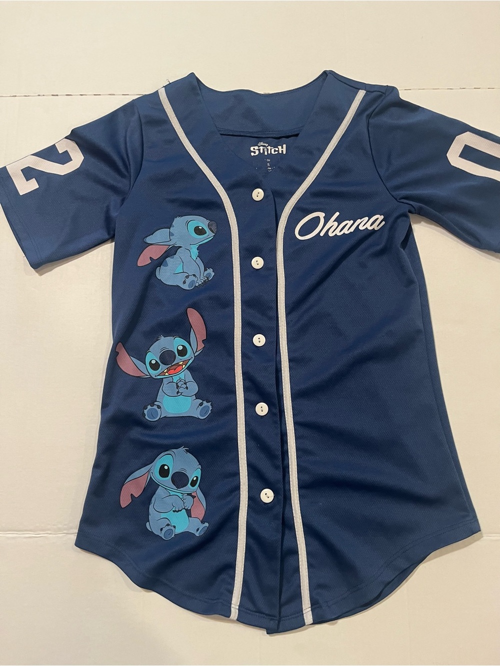 Disney Navy Blue Stitch Ohana Baseball Jersey